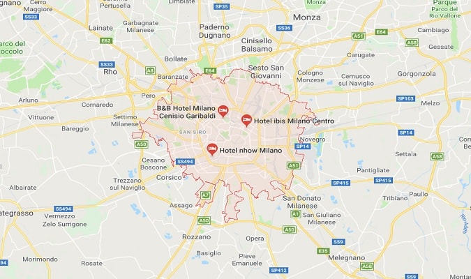 Mapa de Milão